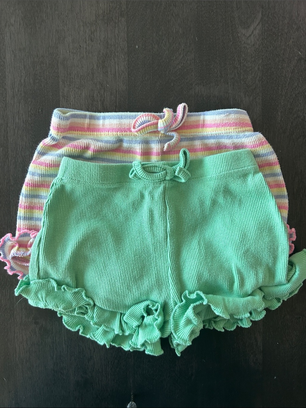 Mint Green Ruffle Baby Shorts (2-Pack)